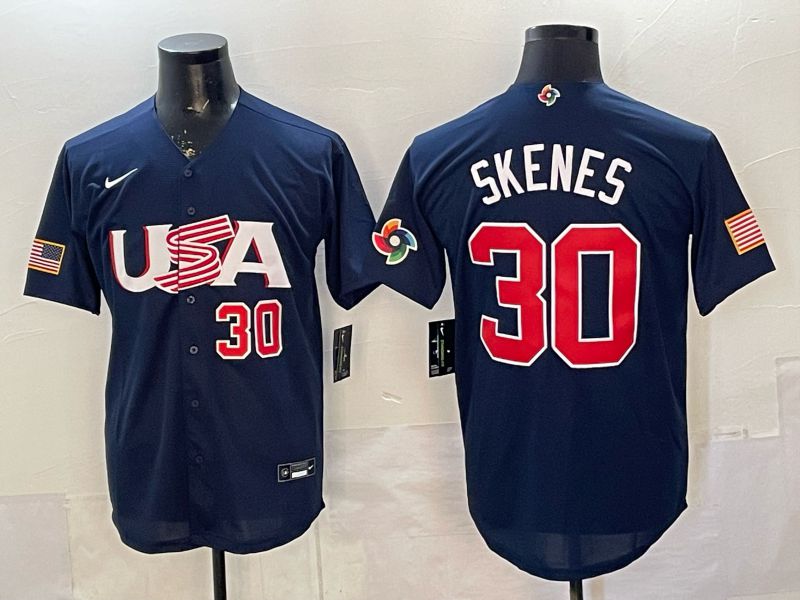 Men 2026 World Cub USA #30 Skenes blue Nike MLB Jersey style 08